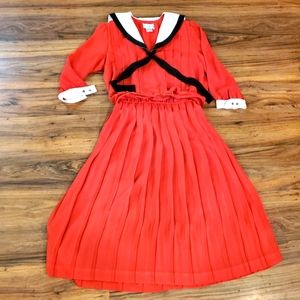 Liz roberts 1980 dress vintage sailor pleated w belt